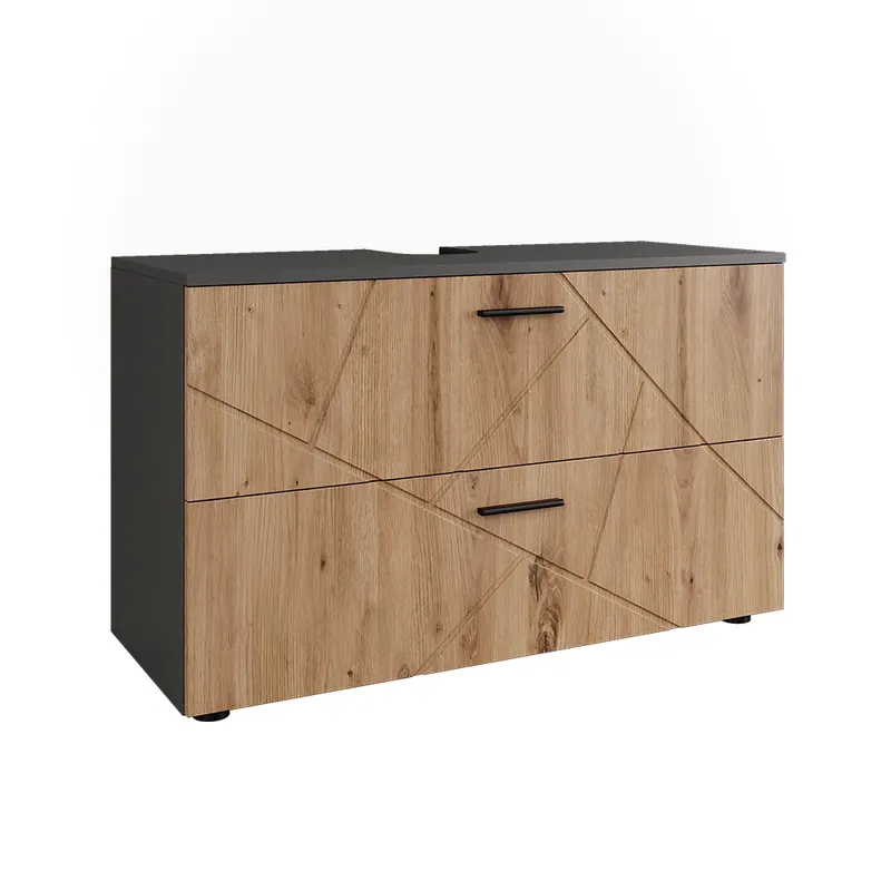 Oblíbený Toaletní skříňka pro umyvadlo Irma Antracit/Zlatý mocný dub 100.1 x 60.6 cm se 2 zásuvkami Vicco