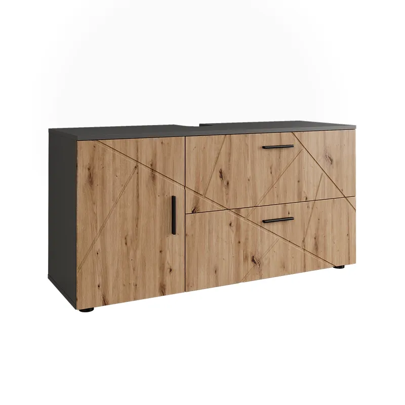 Toaletní stolek pro umyvadlo Irma Antracit/Zlatý mocný dub 120.1 x 60.6 cm se 2 zásuvkami a 1 dvířky Vicco Super Cena