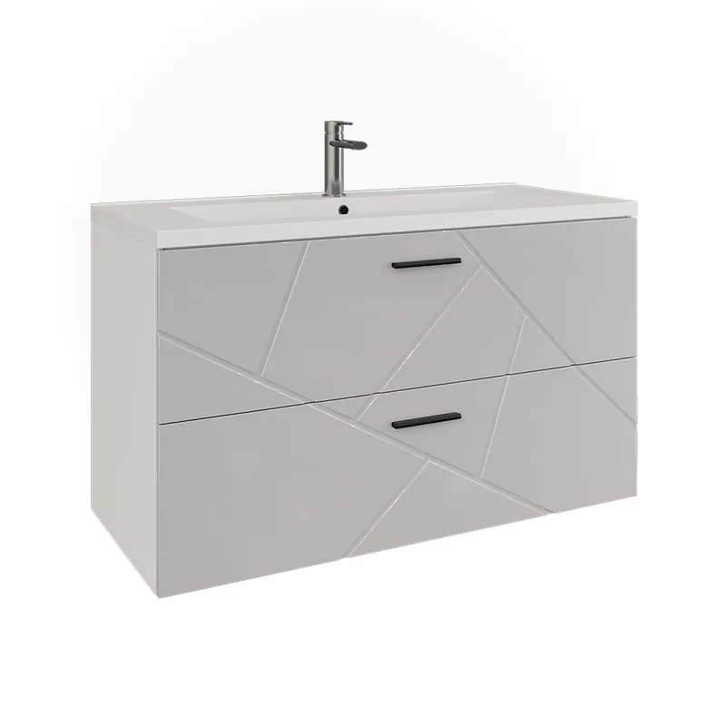 Akční Nabídka Toaletní stolek pro umyvadlo Irma Bílá/bílý vysoký lesk 100 x 57 cm se 2 zásuvkami Vicco