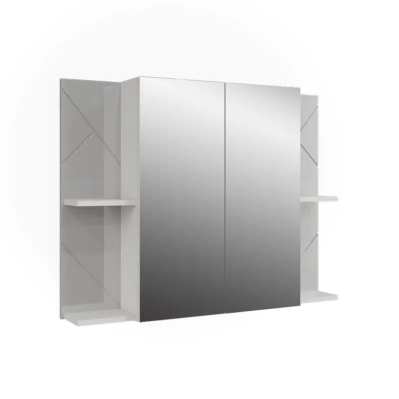 Koupelnová skříňka se zrcadlem Irma Bílá/bílý vysoký lesk 100 x 75 cm se 2 dveřmi Vicco Must-Have