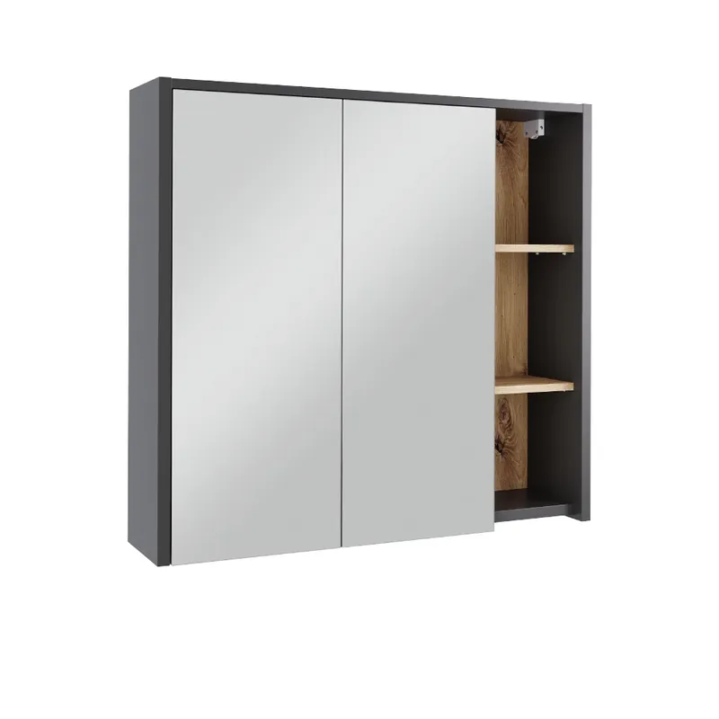 Skříňka se zrcadlem do koupelny Viola Grey/Artisan 80 x 75 cm s otevřenými policemi Vicco Expresní Doručení