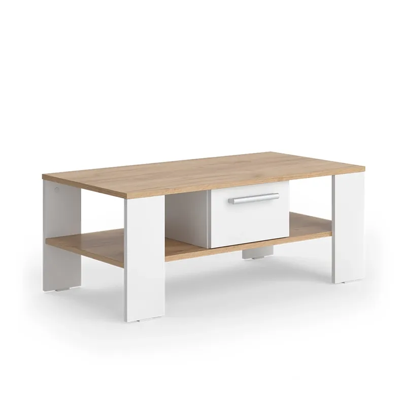 Koupit Online Konferenční stůl Wilmut Zlatá síla dub/bílá 89.8 x 46.4 cm se zásuvkou Vicco