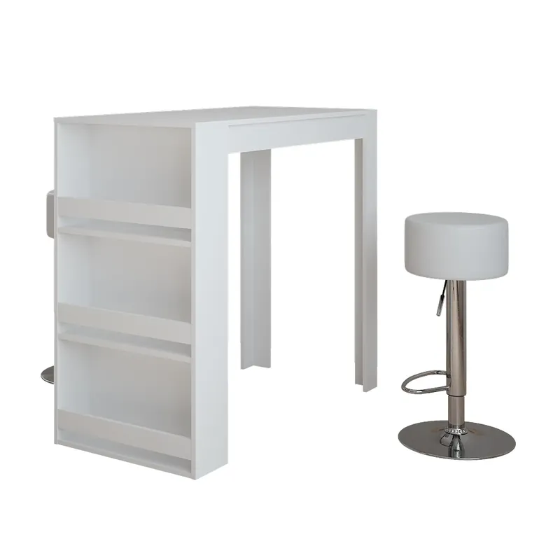 Časově Omezené Barový stůl Repose Bílá 57 x 117 cm se 2 barovými stoličkami Vicco