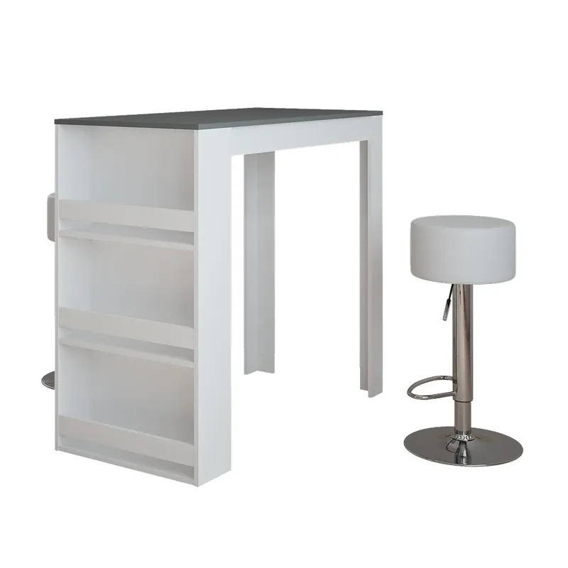 Poslední Šance Stojací barový stůl se židlemi Repose Bílá/antracitová 57 x 117 cm se 2 barovými stoličkami Vicco
