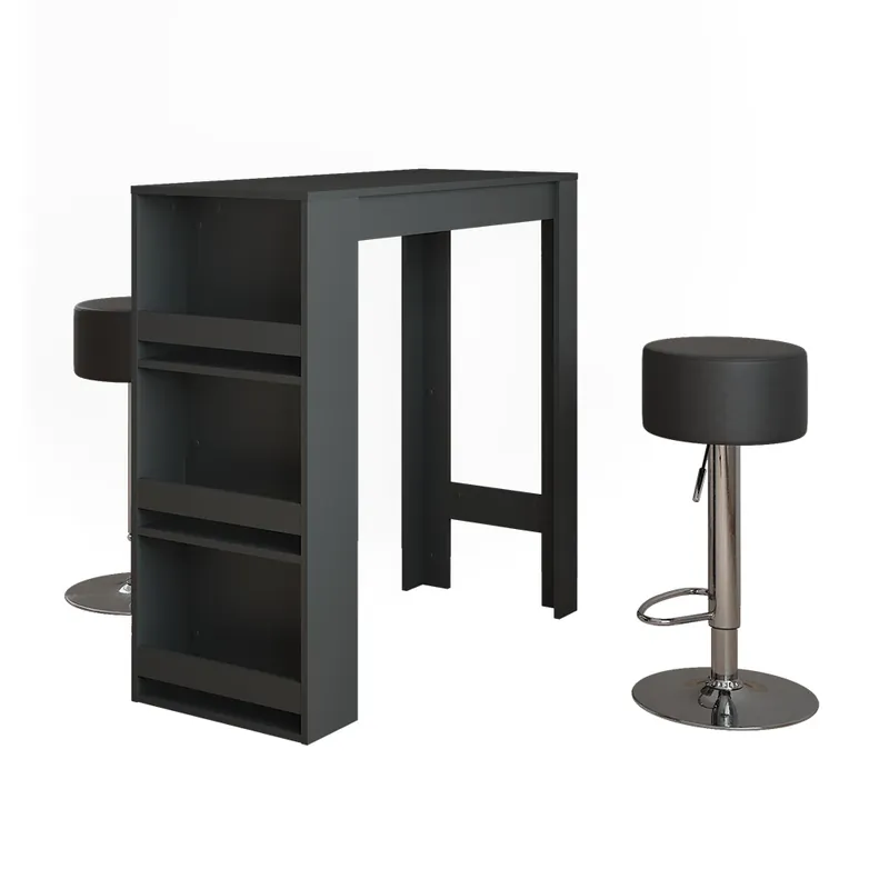 Stojací barový stůl se židlemi Repose Antracit 45 x 110 cm se 2 barovými stoličkami Vicco Značkový