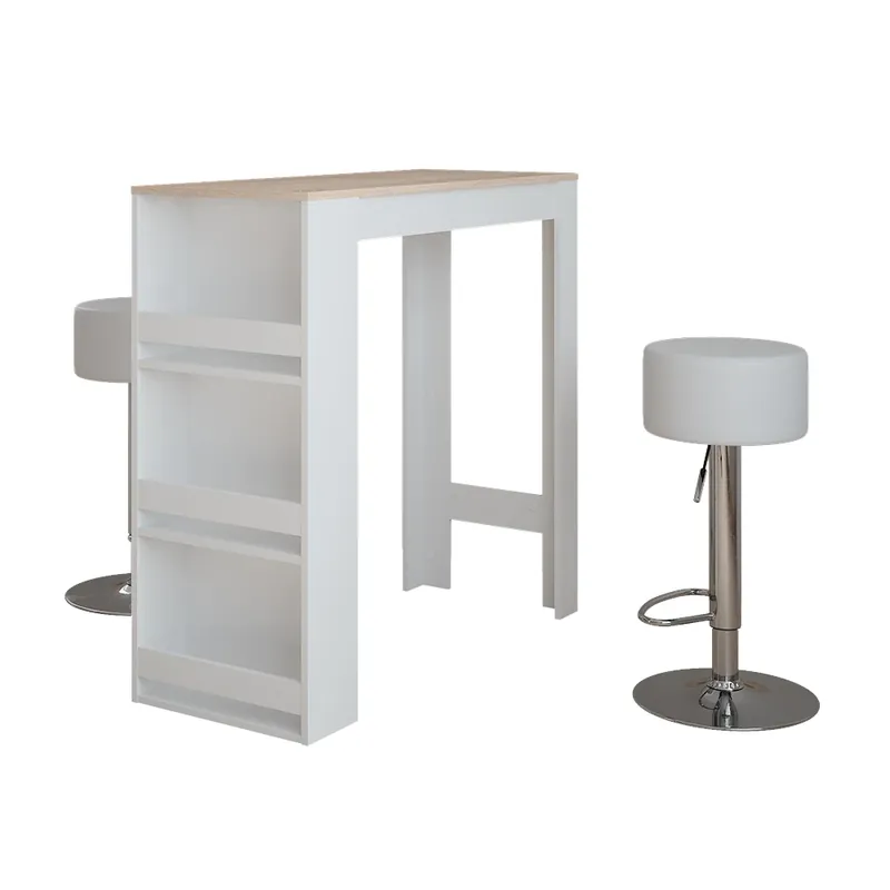 Nová Kolekce Stojací barový stůl se židlemi Repose Bílá/Sonoma 45 x 110 cm se 2 barovými stoličkami Vicco