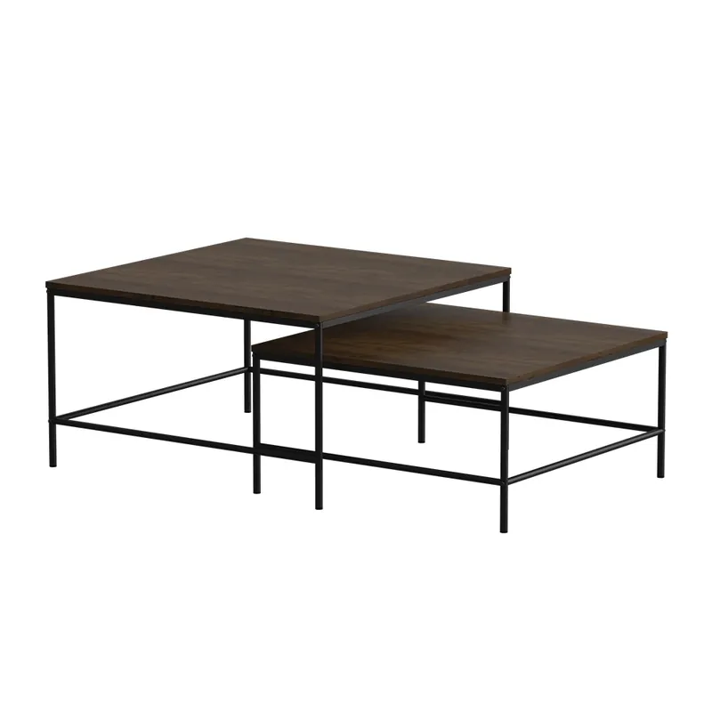 Stoleček kávový stolík Ramio Rustikální dub/černá 80 x 80 cm 2 díly Vicco Akční Cena
