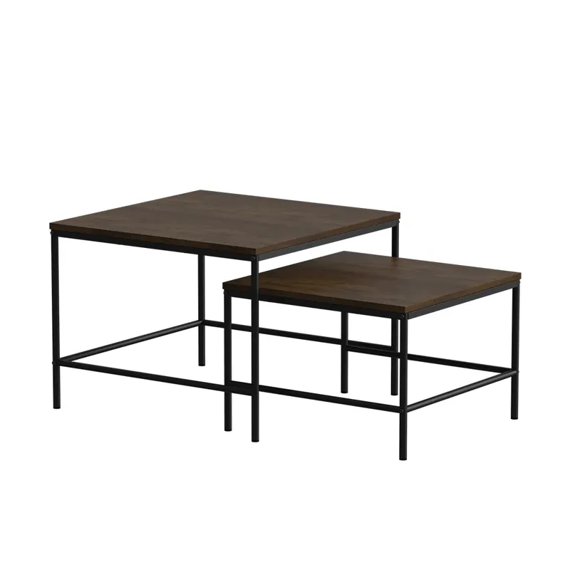 Značkový Stoleček kávový stolík Ramio Rustikální dub/černá 60 x 60 cm 2 díly Vicco