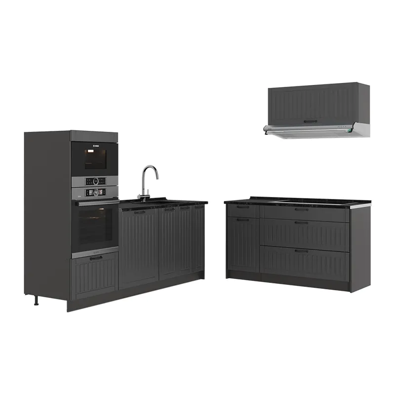 Kuchyně Fame-Line Tmavě šedá/Antracit 340 cm, PD Antracit Vicco Ověřený
