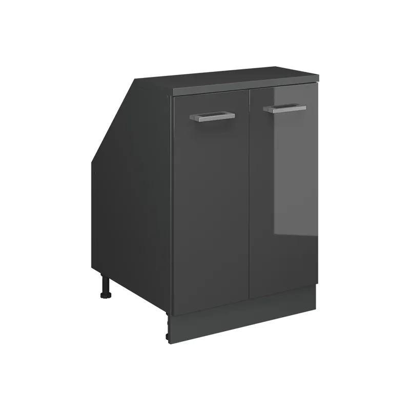Pouze Dnes Kuchyňská skříňka pod šikmou střechu R-Line Antracitový vysoký lesk 60 cm se 2 dveřmi, korpus skříně hloubka 60 cm Vicco