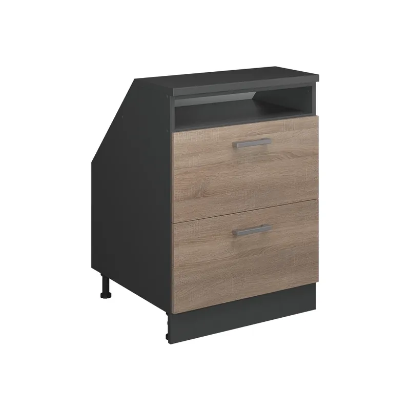 Kuchyňská skříňka pod šikmou střechu R-Line Sonoma 60 cm se 2 zásuvkami, korpus skříně hloubka 60 cm Vicco Levný