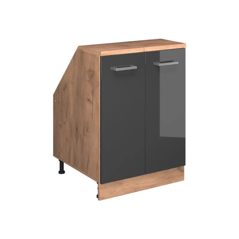 Kuchyňská skříňka pod šikmou střechu R-Line Antracitový vysoký lesk 60 cm se 2 dveřmi, korpus skříně hloubka 60 cm Vicco Sleva