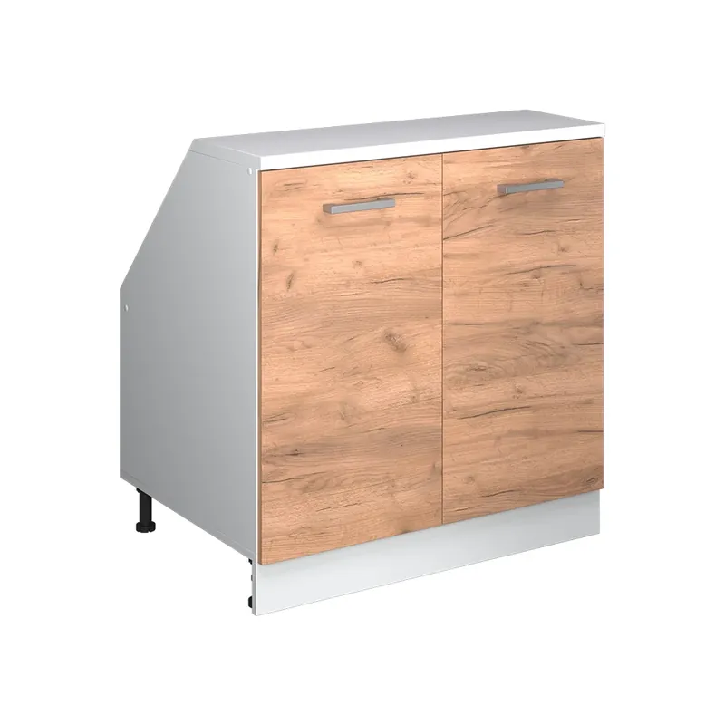 Akční Nabídka Kuchyňská skříňka pod šikmou střechu R-Line Zlatý mocný dub 80 cm se 2 dveřmi, korpus skříně hloubka 60 cm Vicco