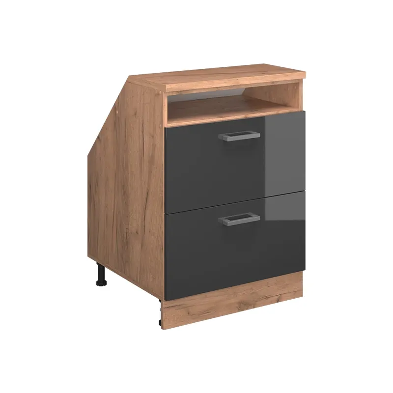 Top Prodej Kuchyňská skříňka pod šikmou střechu R-Line Antracitový vysoký lesk 60 cm se 2 zásuvkami, korpus skříně hloubka 60 cm Vicco