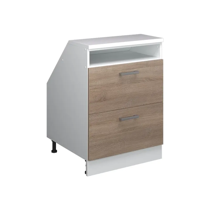 Autentický Kuchyňská skříňka pod šikmou střechu R-Line Sonoma 60 cm se 2 zásuvkami, korpus skříně hloubka 60 cm Vicco