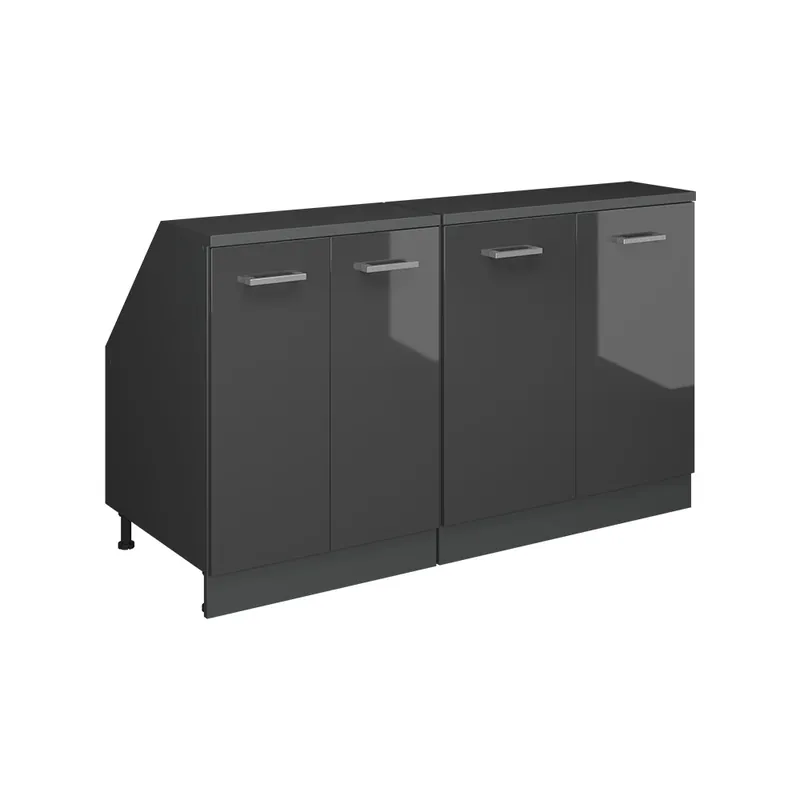 Kuchyňská skříňka pod šikmou střechu R-Line Antracitový vysoký lesk 140 cm Sada 2 korpusů skříně hloubka 60 cm Vicco Super Cena