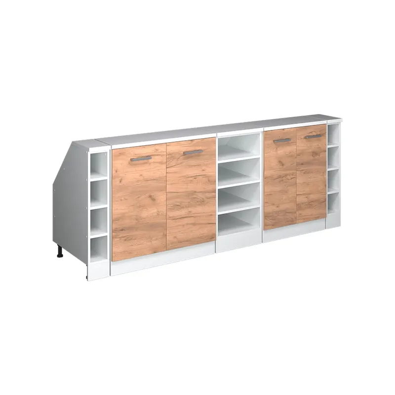 Koupit Online Kuchyňská skříňka pod šikmou střechu R-Line Zlatý mocný dub 210 cm Sada 5 korpusů skříně hloubka 60 cm Vicco