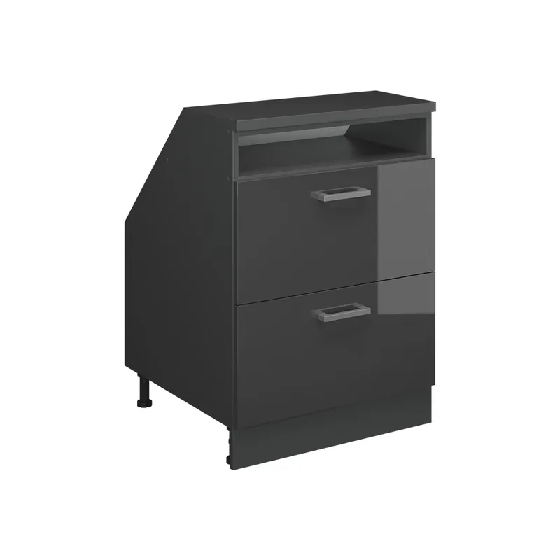 Šikmá skříň Rion Antracitový vysoký lesk 60 x 81.6 cm se 2 zásuvkami, korpus skříně hloubka 60 cm Vicco Pouze Dnes