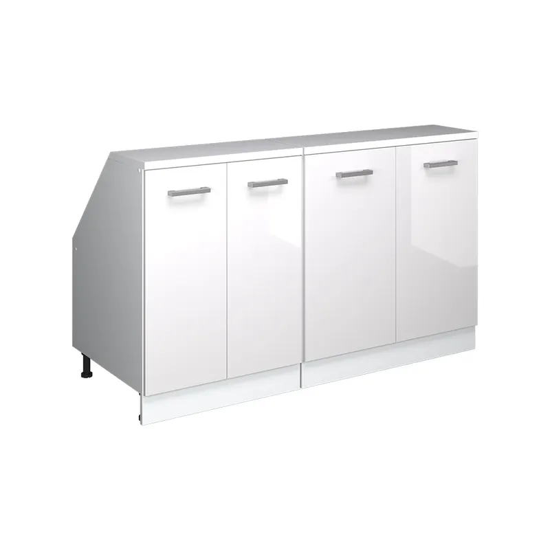 Tovární Cena Kuchyňská skříňka pod šikmou střechu R-Line Bílá vysoký lesk 140 cm Sada 2 korpusů skříně hloubka 60 cm Vicco