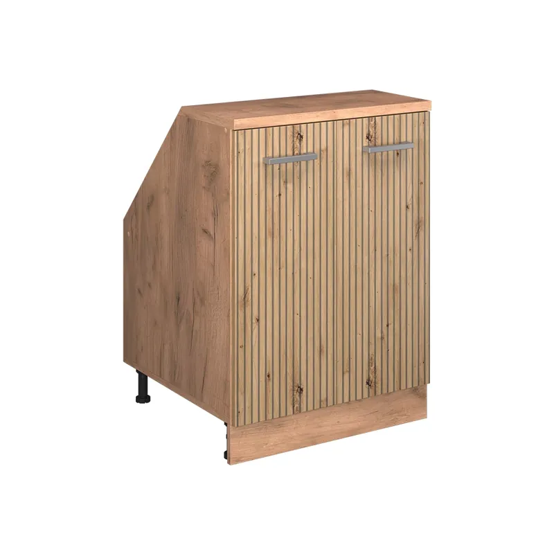 Horká Nabídka Kuchyňská skříňka pod šikmou střechu R-Line Řemeslný dub 60 cm se 2 dveřmi, korpus skříně hloubka 60 cm Vicco