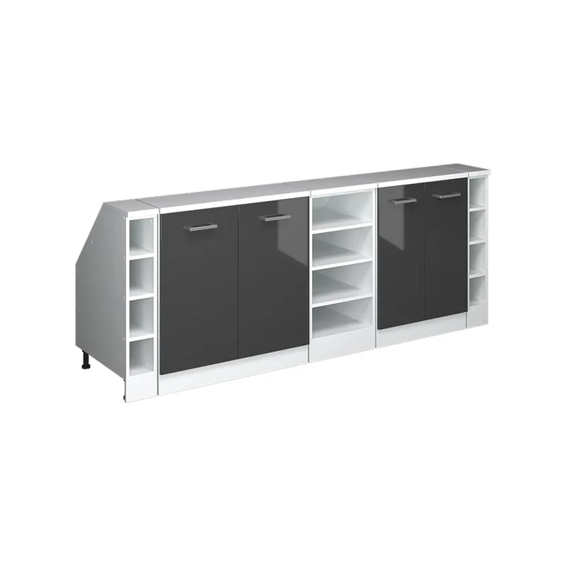 Kuchyňská skříňka pod šikmou střechu R-Line Antracitový vysoký lesk 210 cm Sada 5 korpusů skříně hloubka 60 cm Vicco Nakupujte Hned