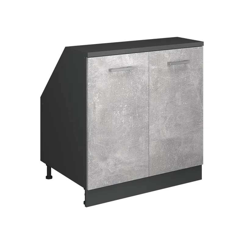 Akce Kuchyňská skříňka pod šikmou střechu R-Line Beton 80 cm se 2 dveřmi, korpus skříně hloubka 60 cm Vicco