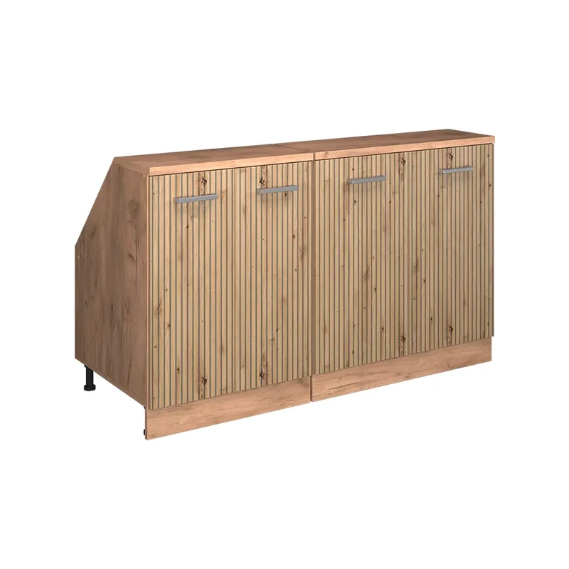 Přímo Od Výrobce Kuchyňská skříňka pod šikmou střechu R-Line Řemeslný dub 140 cm Sada 2 korpusů skříně hloubka 60 cm Vicco