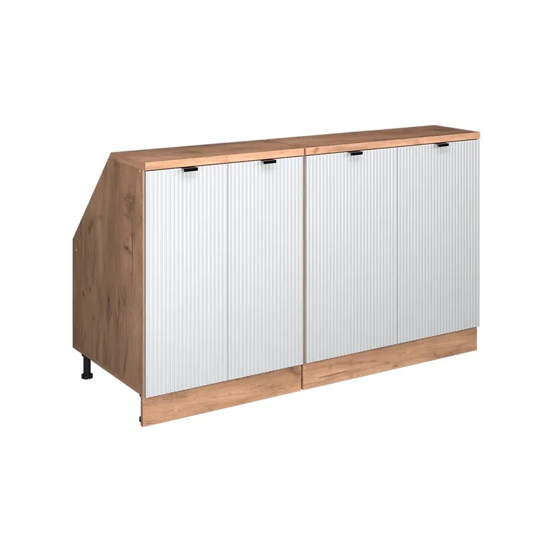 Ihned K Objednání Kuchyňská skříňka pod šikmou střechu R-Line Bílé zvlnění 140 cm Sada 2 korpusů skříně hloubka 60 cm Vicco
