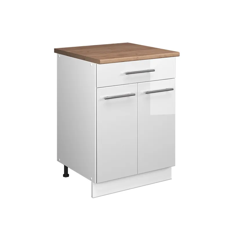 Bezpečná Platba Spodní skříňka pro dřez/varnou desku Fame-Line Bílá vysoký lesk/Bílá 60 cm se zásuvkou, PD Dub Vicco
