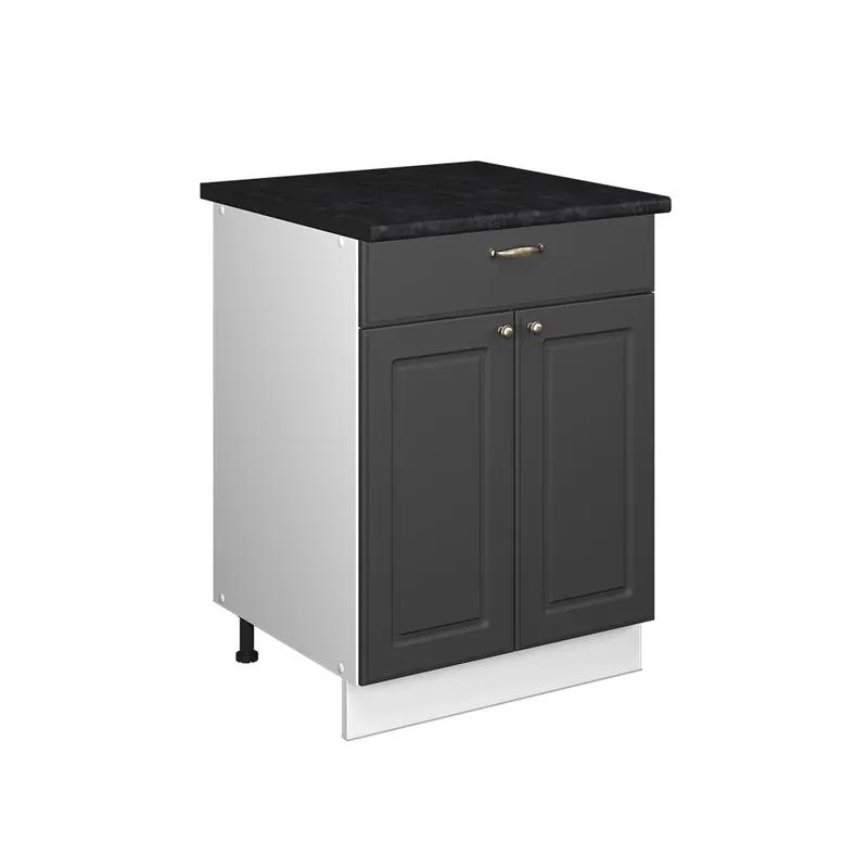 Výprodej Spodní skříňka pro dřez/varnou desku Fame-Line Anthrazit-Gold Landhaus/Bílá 60 cm se zásuvkou, PD Antracit Vicco