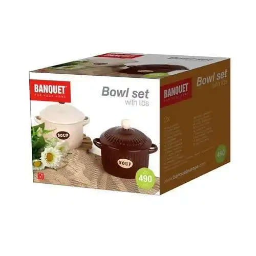 Časově Omezené Set misek s víčkem Creamy, OK