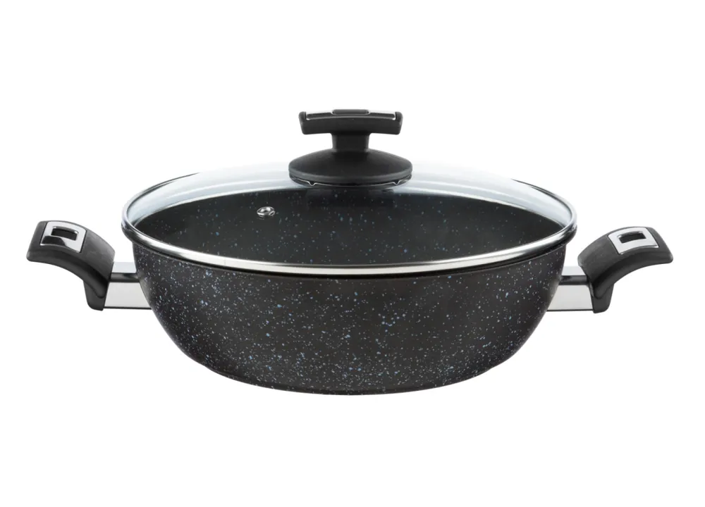 Časově Omezené Univerzální pánev Black Granitec s poklicí, průměr 26 cm