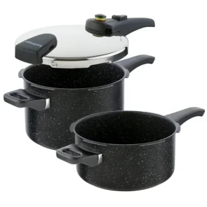 Sada tlakových hrnců Biomax s Bio ventilem, průměr 22 cm, objem 5,5 l + 4 l, Black Granitec Značkový