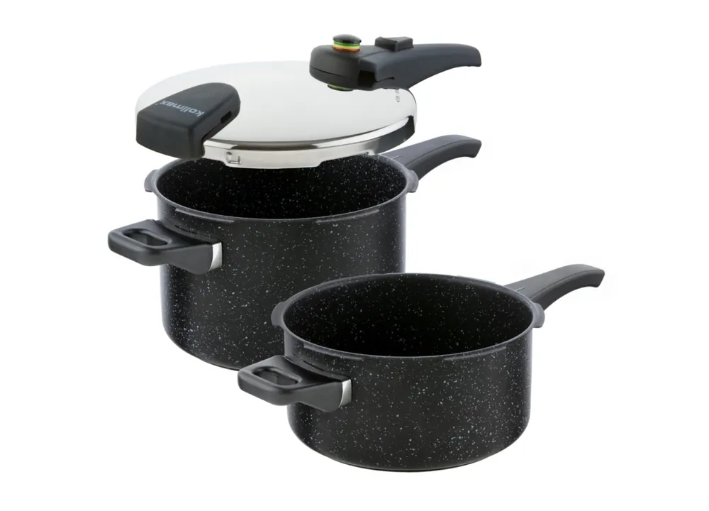 Sada tlakových hrnců Biomax s Bio ventilem, průměr 22 cm, objem 5,5 l + 4 l, Black Granitec Značkový