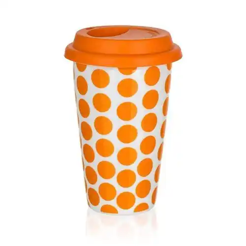 Výhodná Nabídka Hrnek dvoustěnný se silikonovým víčkem COLOR PLUS Orange 280 ml