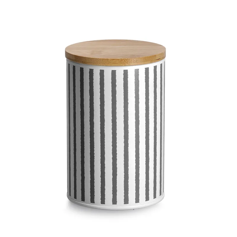 ZELLER Kovová dóza s bambusovým víkem 1l, černá 10,5x16,5cm Nová Kolekce