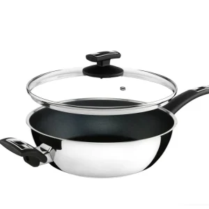 KOLIMAX Pánev FLONAX COMFORT 26 cm s rukojetí a úchytem, se skl. poklicí, vysoká, černá Originální