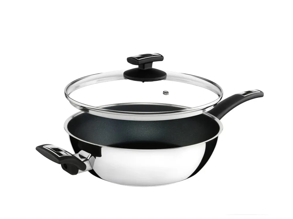 KOLIMAX Pánev FLONAX COMFORT 26 cm s rukojetí a úchytem, se skl. poklicí, vysoká, černá Originální