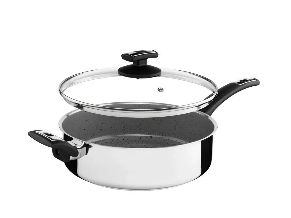 KOLIMAX Pánev CERAMMAX PRO STANDARD 26 cm s rukojetí, se skl. poklicí, šedý GRANIT Autentický