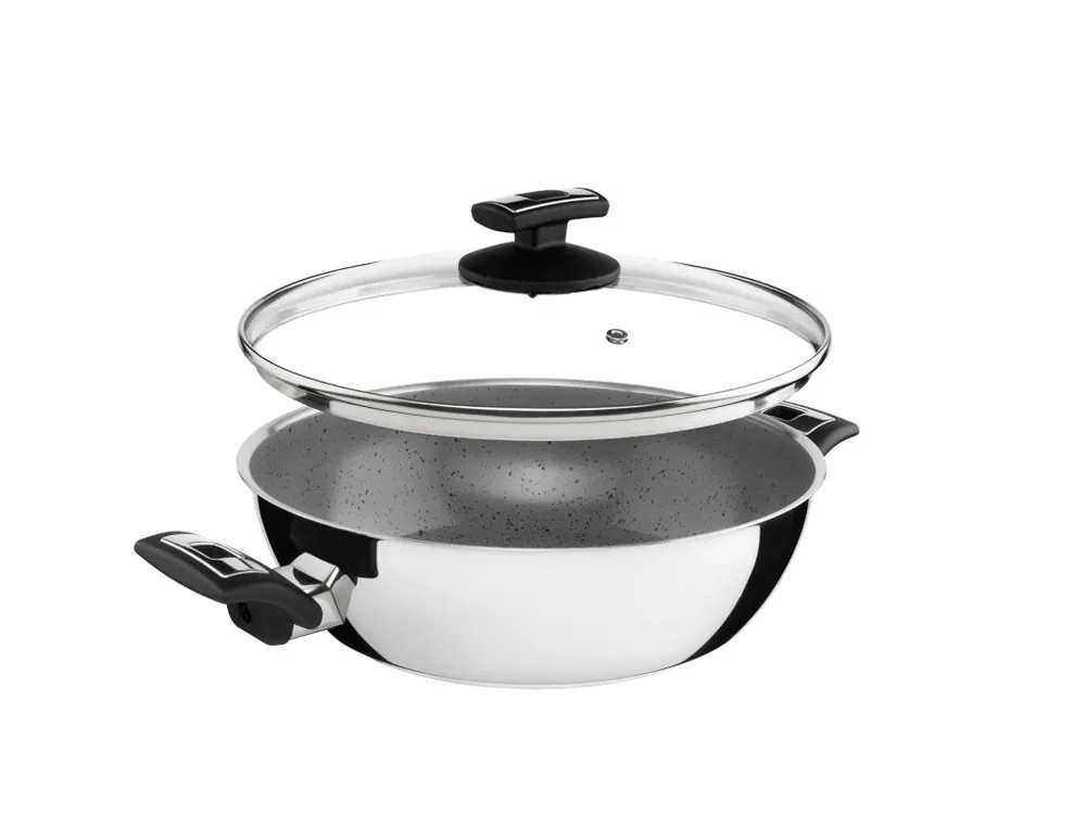 Pouze Dnes KOLIMAX Pánev CERAMMAX PRO COMFORT 26 cm s úchyty, se skl. poklicí, vysoká, šedý GRANIT
