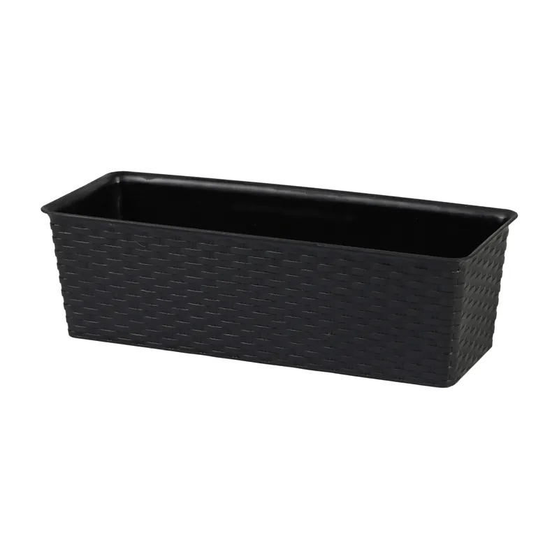 DOCHTMANN Květináč rattan obdelník 50x19x14,5cm, černý Speciální Cena