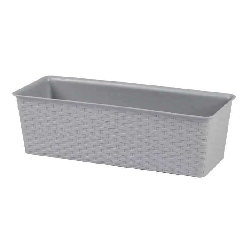 DOCHTMANN Květináč rattan obdelník 50x19x14,5cm, šedý Finální Výprodej