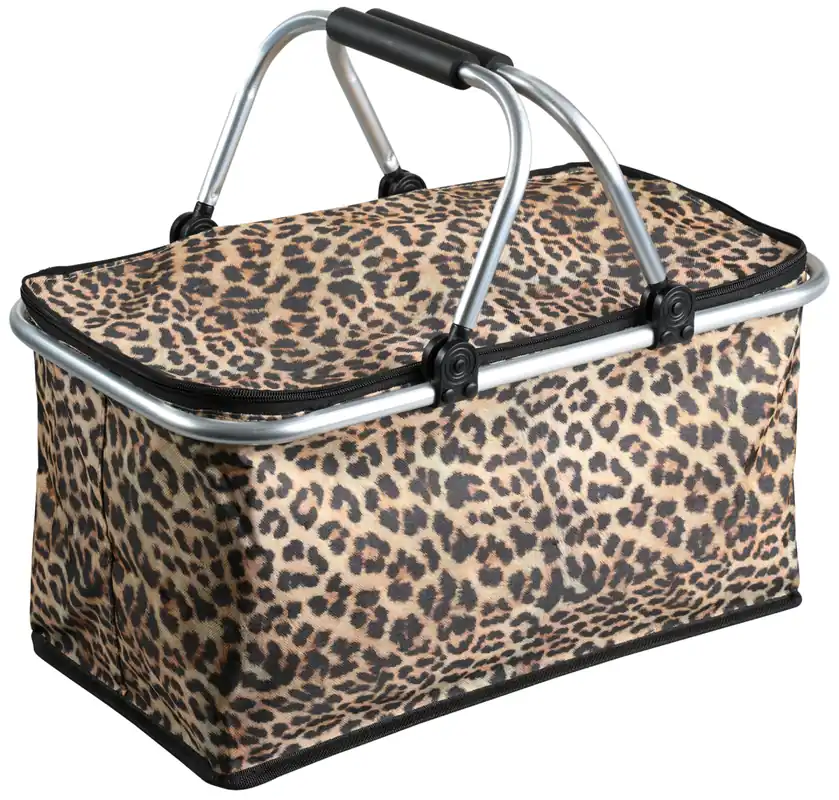 Finální Výprodej KESPER Termokošík skládací nákupní, piknikový motiv leopard 50x29x25cm