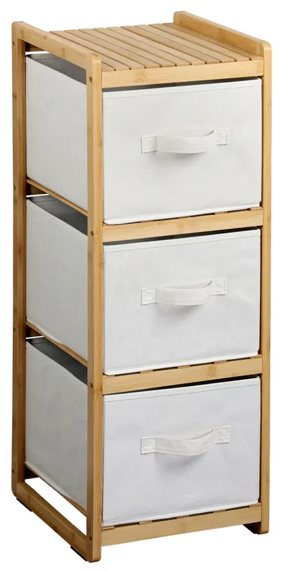 Nejprodávanější KESPER Bambusový regál se třemi úložnými boxy 29,5x33,5x87cm