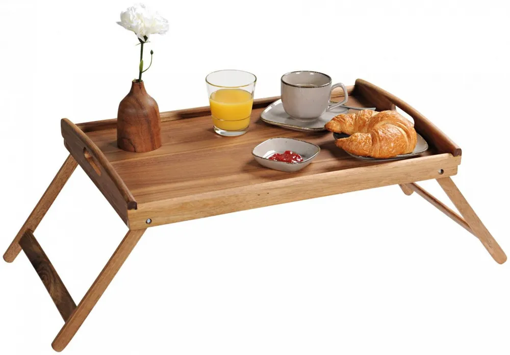 Hit Sezóny Servírovací podnos s polohovacími nohami, akátové dřevo 55 x 35 cm