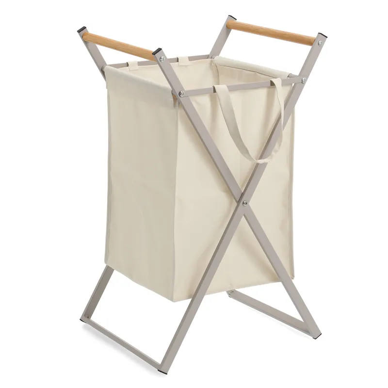 ZELLER Koš na prádlo béžový, polyester, kov 36,2x35x68,5cm Ihned K Objednání
