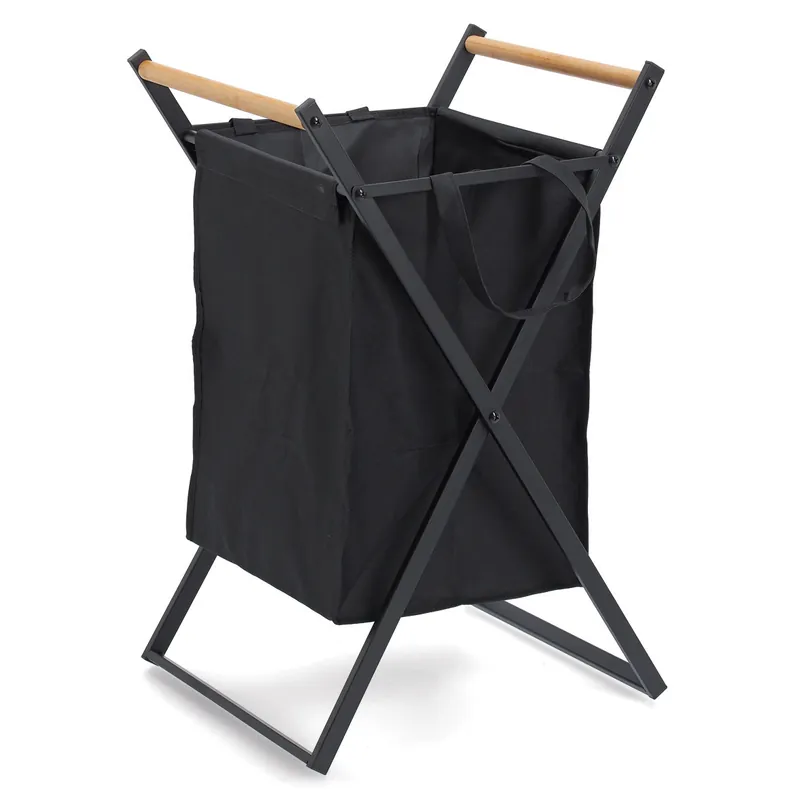 Top Prodej ZELLER Koš na prádlo černý, polyester, kov 36,2x35x68,5cm
