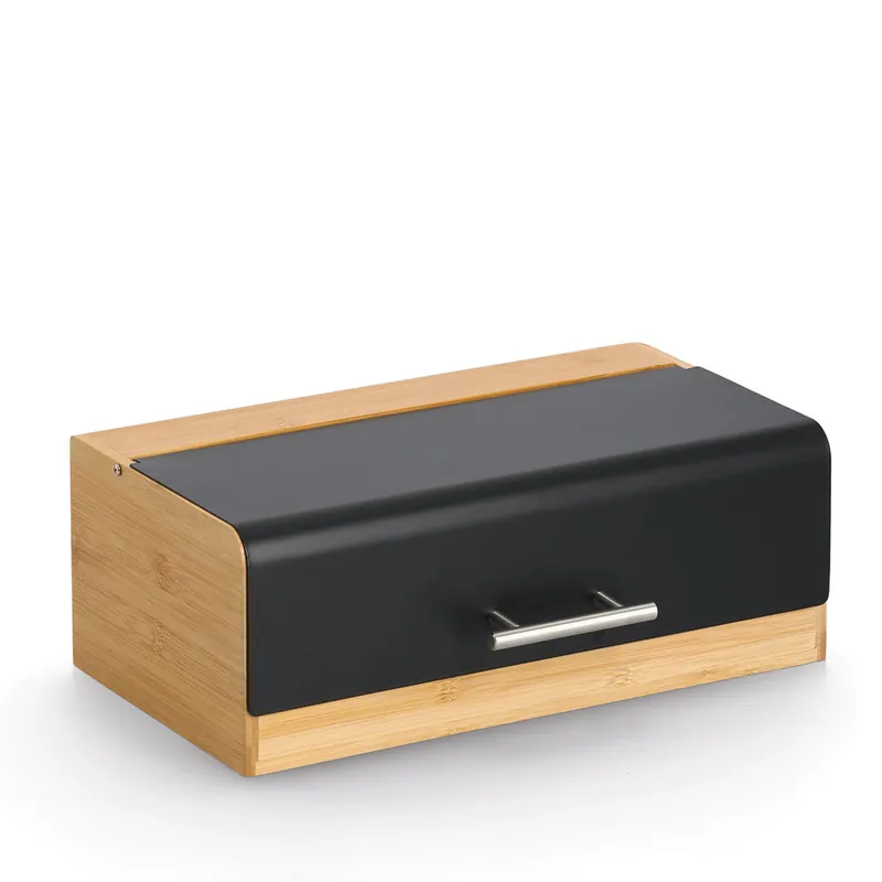 Must-Have ZELLER Chlebník černý, bambus, nerez 36,3x20x13,5cm