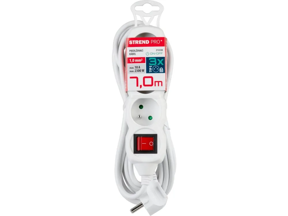 Bezpečná Platba Kabel prodlužovací 3 zásuvky 7m s vypínačem, max.2300W