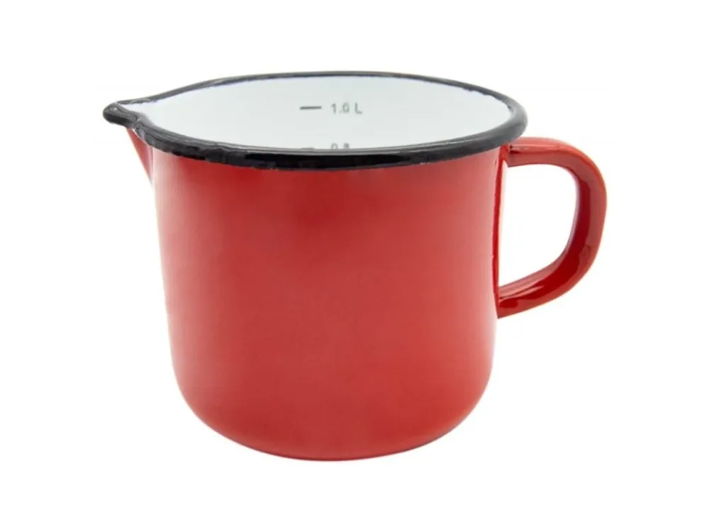 Hrnek smalt 1200ml ¤12cm s výlevkou, odměrka PIROS Must-Have